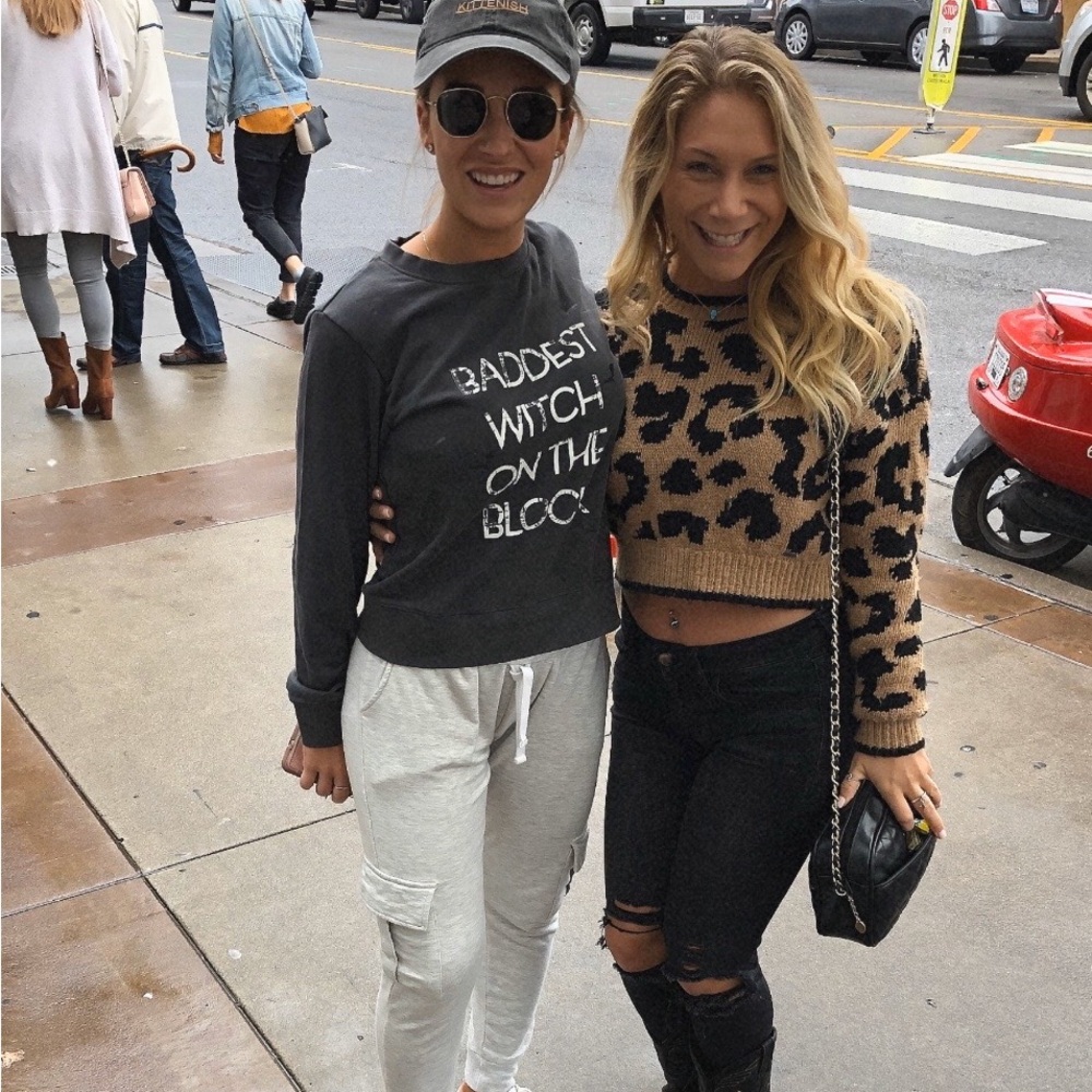 Cheetah Hollister Knit Cropped Sweater
